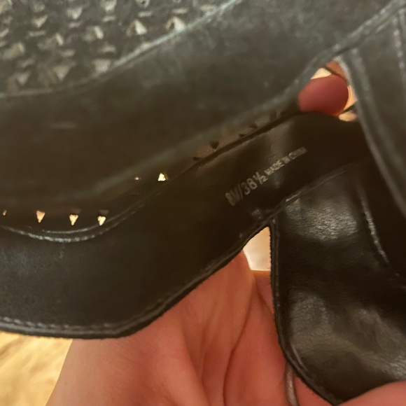 Vince Camuto Black Chunky Heel Open Toe Black Caged Shoe Zip Back - Picture 3 of 12